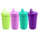 RE-PLAY Made in USA 4pk No Spill Sippy Cups in Aqua, Purple, Amethyst, Lime Green | Made from Eco Friendly Heavyweight Recycled Milk Jugs | (Mermaid+)