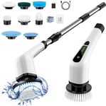 SyncTech Electric Spin Scrubber, Cordless Floor Scrubbing Brush with handle Extendable 1.5M Height, Electric Cleaning Brush, Strong Motor 420RPM for Bathroom Cleaner, Floor, Shower Cleaning tools