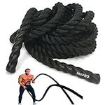 NEXPRO Battle Rope Polydac Undulation Rope Exercise Fitness Training - 1.5" Width Avail. in 30ft, 40ft, 50ft Length Black (50 Ft. Length)