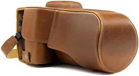 MegaGear Canon EOS Rebel T7i, Kiss X9i, 77D, 9000D (18-135mm) Ever Ready Leather Camera Case and Strap, with Battery Access - Light Brown - MG1228