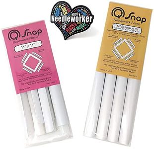 Q-Snap Set: 11 x 11 inch Frame, 14 x 14 inch Extension Kit & Decorative 'Needleworker' Sticker