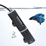 PYPABL Adjustable Aquarium Heater with Protective Cover, 25W 60W 100W 120W Submersible Heater Thermostat for 10L-125Litres Fish and Turtle Tank (25W for 5-35L)