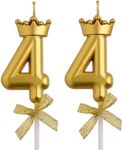 AOOLADA 44th Birthday Candles, Gold 44 Year Old Number Birthday Candles, Happy Birthday Cake Topper Gifts Party Decorations for Men Women