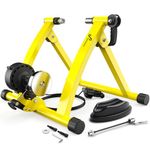 Sportneer Turbo Trainer - Magnetic Stationary Bike Trainer for 26-28" & 700C Wheels - Adjustable 6 Level Resistance Bike Stand for Indoor Riding with Quick Release Lever & Front Wheel Riser Block