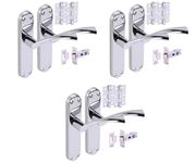 HANDLEZONE® 3 Sets Lobo Internal Door Handles on Backplate Lever Latch Packs with Ball Bearing Hinges - Polished Chrome