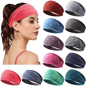 Jesries Women's Workout Headbands Non Slip Sport Sweatbands Yoga Hairbands for Travel Fitness Athletic Elastic Moisture Wicking for Girls