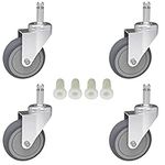 RILIDRI 3-Inch Swivel Stem Caster, 7/16-Inch Stem Diameter Rubber Wheel, Heavy Duty TPR Replacement Wheels for Rubbermaid Mop Bucket Kitchen Utility Carts Grill Shop Chair - 4 Pack