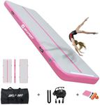 AKSPORT Air Track Gymnastics Tumbling Mat Inflatable Floor Mats with Electric Air Pump for Home/Tumble/Gym/Training/Cheerleading/Parkour 10/13/16/20/23/26/29/33ft (Pink, 400x100x10cm)