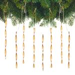 AMS Christmas Tree Ornaments 24PCS Aluminum Twisted Icicles Ornament Set for Christmas Tree New Year Party Decorations Supplies(Matte 7",Champagne)