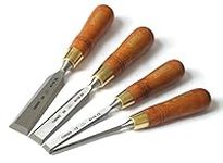 Narex Premium Bevel Edge Chisel Set with Stained Hornbeam Wood Waxed Handles, Set of 4 pcs