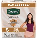 Depend Silhouette Adult Incontinence & Postpartum Underwear for Women, Maximum Absorbency, Small, Pink, 16 Count