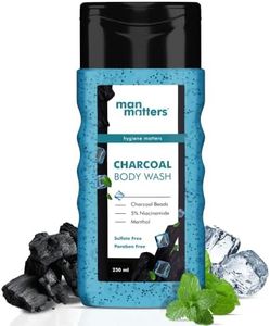 Man Matters 3 in 1 Action Charcoal & Menthol Body Wash | With Menthol, 5% Niacinamide & Activated Charcoal Beads | For Instant Cooling, Odor Protection & Improves Skin texture | 250ml