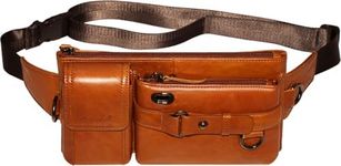 Ariscobull Cowhide Waist Fanny Pack-Genuine Leather and Slim with Adjustable Waistband Brown, #Brown, Cowhide Waist Fanny Pack