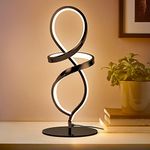 MAYNA Modern Table Lamp, LED Spiral Lamp, Stepless Dimmable Bedside Lamp, Modern Bedside Lamp, Black Aluminum Table Lamp for Bedroom Living Room Home Office, 12W, 3000K Warm White