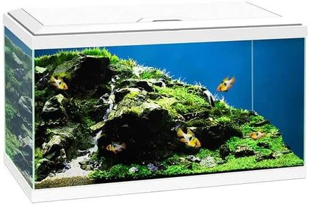 Love Aquatics 60 LED Tropical Glass White Aquarium - Includes Filter, Lights & Heater 58L Fish Tank With FREE Syphon Kit and Thermometer