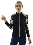 Private Island Women Plus Size UPF 50+ Front Zip Up Long Sleeve Top Rash Guard (S, BHBP-JR)