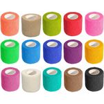 Self Adhesive Bandage Wrap 15 Rolls | Non-Woven Self Adherent Vet Wrap Tape Athletics Elastic Bandage for Sports,Pet Bandage, 5CM x 4.5M Cohesive Bandage Tape for Wrist & Ankle Sprain-Colroful