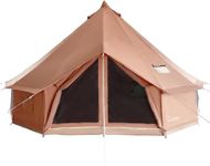 DANCHEL OUTDOOR B5 PROII Canvas Bell Tent with Sealed Jack for Glamping, 4 Season Waterproof 100% Cotton Canvas Yurt Tent House for Living 4 Person Winter Camping 13ft/4M Brown