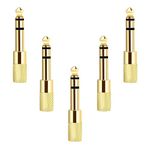 Valefod Stereo Audio Adapter 6.35mm (1/4 inch) Male to 3.5mm (1/8 inch) Female Headphone Jack, 5 Pack