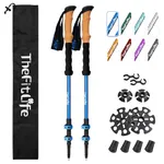 TheFitLife Trekking Poles for Hiking and Walking - Lightweight 7075 Aluminum with Metal Flip Lock and Natural Cork Grip, Walking Sticks for Men, Women, Collapsible, Telescopic, Camping Gear