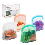 Elkanah 1200ml Reusable Silicone Freezer Bags Silicone Bags Food Storage Bags Soup Bags Reusable Snack Bags|Oven, Microwave and Dishwasher Safe (Multi)