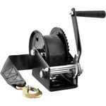 VEVOR Hand Winch, 1200 lbs Pulling Capacity, Boat Trailer Winch Heavy Duty Rope Crank with 23 ft Polyester Strap and Two-Way Ratchet, Manual Operated Hand Crank Winch for Trailer, Boat or ATV Towing