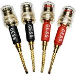 CNCESS CESS-220 Pin Banana Plug to 4mm Female Banana Jack/Speaker Wire, 4 Pack (Braided-Type to 4mm)