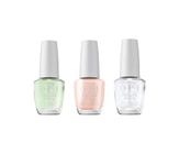 OPI Nature Strong Natural Origin Vegan Nail Polish, A Clay in the Life, Top Coat & Base Coat Trio, 3 x 15ml