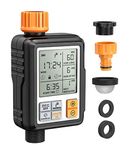 Pinolex Drip Irrigation Water Timer Digital Controller Fully Automatic Adapters Batteries Included Child Lock Feature Programmable Garden Lawn Hose Faucet System Auto & Manual Mode 3Inch Large Screen