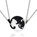 DTWAWA 2pcs Couples Split Puzzle Piece Matching Cat Pendant Necklace Gifts for Lovers Friends