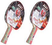 GKI Kung Fu DX Wood Table Tennis Racquet - Pack of 2, Red