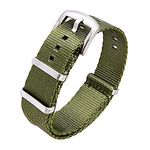 Ritche Military Ballistic Nylon Watch Strap with Heavy Buckle 18mm 20mm 22mm Premium Nylon Watch Bands for Men Women, Army Green / Silver, 22 mm, Modern