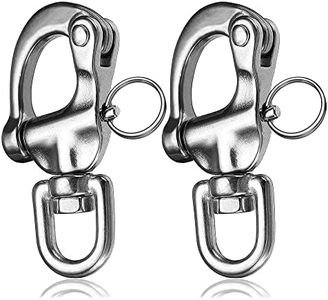 NECMETU Snap Shackle 316 Stainless Steel Swivel Shackle Sailing Halyard, Quick Release Snap Hook Boat Shackles Sailboat Hardware for Sailing Rigging Shackles (2-3/4 Inch - 2Pcs)