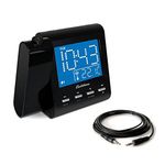 Magnasonic Projection Alarm Clock with AM/FM Radio, Battery Backup, Auto Time Set, Dual Alarm, Sleep Timer, Indoor Temperature/Day/Date Display & Bonus 3.5mm Aux Stereo Cable