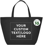 DISCOUNT PROMOS Custom Southern Style Grocery Tote Bags Set of 10 - Personalized Bulk Pack, Reusable Grocery & Shopping Bags - Great for Travel, Carry on Bag, Business Promotions - Black - 20"X13"X8"