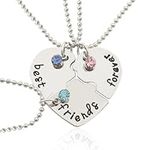 Lafefe Silver Tone Alloy BFF Necklaces Friendship Necklace Forever Best Friends for Girls Birthday Gifts Pendant Necklace Gifts (Set of 3)