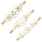 3Pcs Baby Girl Nylon Headbands Floral Infant Flower Elastic Hair Band Bows Wraps for Newborn Toddler Hair Accessorie Headband