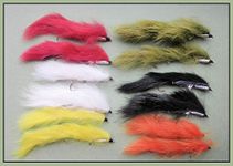 Snake Fishing Flies, 12 Mixed Coloured Snake Zonkers, Size 10, Rear Hook