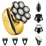 Head Shavers for Bald Men Multifunctional Electric Shaver 8D Head Razor Rotary Beard Trimmer Balding Shaving Kit with Nose Trimmer (Golden)