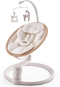 HARPPA Weddell Signature Electric Baby Swings for Infants and Newborns, Eye-Level Baby Swing 5 Speeds and Remote Control 10 Built-in Melodies, 2 Seat Positions & 180° Rotation for Indoor Use,Warm Sand