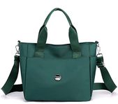 Nylon Tote Bag for Women Waterproof Cross Body Handbags Purses with Zipper Pocket Shoulder Bag Ladies Casual Satchel, Dark Green, Small