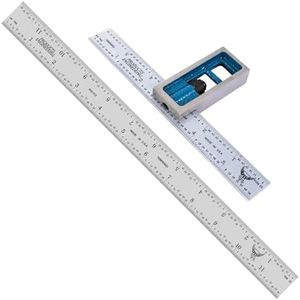 PEC Tools Precision Double Square 6” + 12" Rigid Mechanic's Ruler, Made in USA