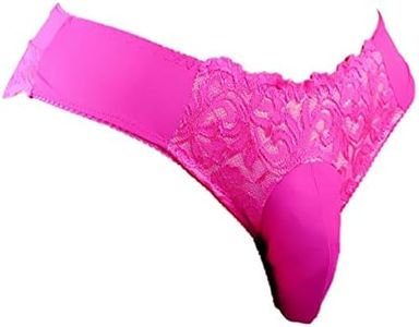 aishani mens lace underwear briefs sissy pouch panties for men (rose, M)