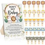 51 Pcs Baby Shower Game Supplies Including Animal Theme Don't Say Baby Sign and 50 Animal Clothespin for Baby Shower Game Party Decoration