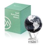 MOVA Globe - Jet Black and Silver Classic (4.5") | Solar-Powered Rotating Desk Globe with Minimalist Map Design | No Batteries or Cords | Modern Decor Gift