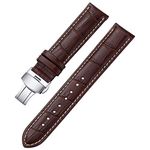 iStrap Leather Deployment Buckle Replacement Strap for Watches (Brown)