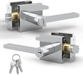 Mega Handles - Prime Entrance Handle I Entry Lever Door Handle - Heavy Duty Square Locking Lever Set for Left or Right-Handed Doors - Interior/Exterior Door Levers - Polished Chrome