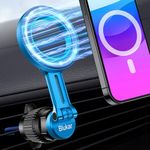 Blukar Car Phone Holder for MagSafe, [20xN52 Strong Magnets] Air Vent Magnet Car Phone Mount Cradle-360°Rotation, Super Stable Car Phone Holder for iPhone 12-16 Series & Others with Metal Plate-Blue