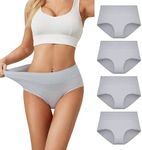 SERISIMPLE Viscose Bamboo Women Luxury Underwear Silky Comfy Ultra Soft Briefs Breathable Stretch High&Mid Waist Panties 4 pack (M, High-Grey)