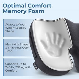 5 STARS UNITED Ergonomic Memory Foam Seat Cushion – Tailbone & Coccyx Support, Black
